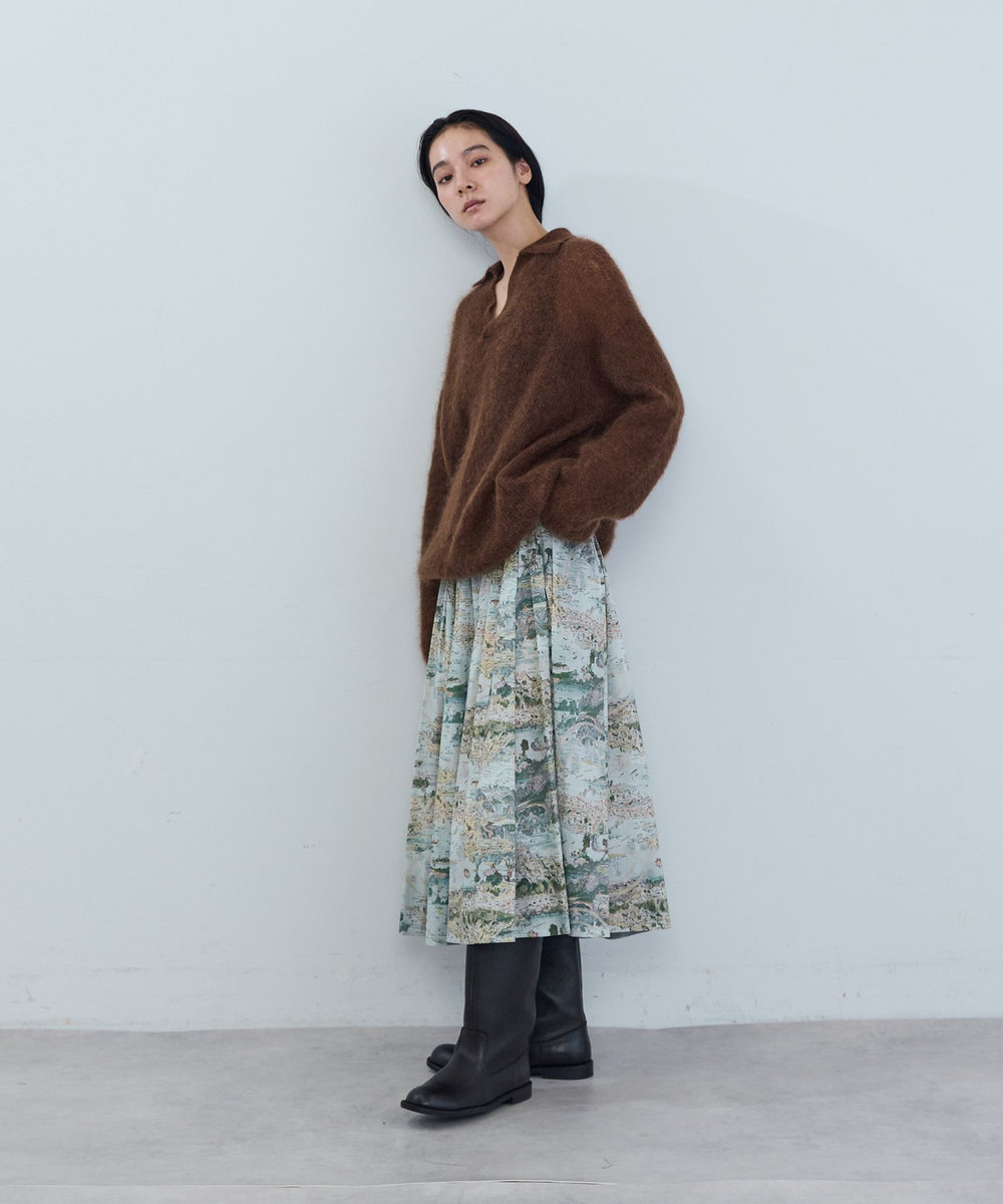 ADIEU TRISTESSE 《石上美津江さんコラボ》キッドモヘア片畦ポロニット ブラック