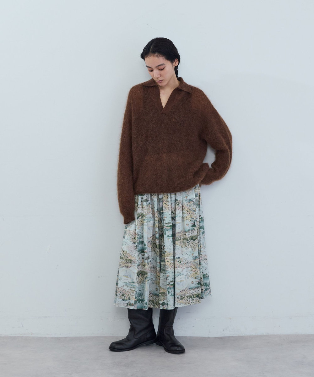 ADIEU TRISTESSE 《石上美津江さんコラボ》キッドモヘア片畦ポロニット ブラック