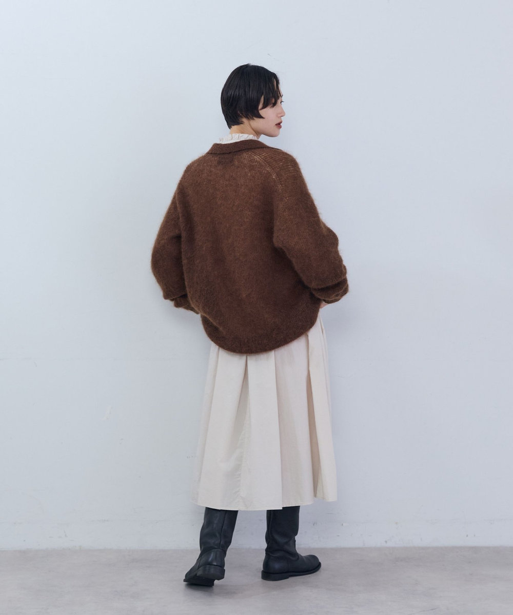 ADIEU TRISTESSE 《石上美津江さんコラボ》キッドモヘア片畦ポロニット ブラック