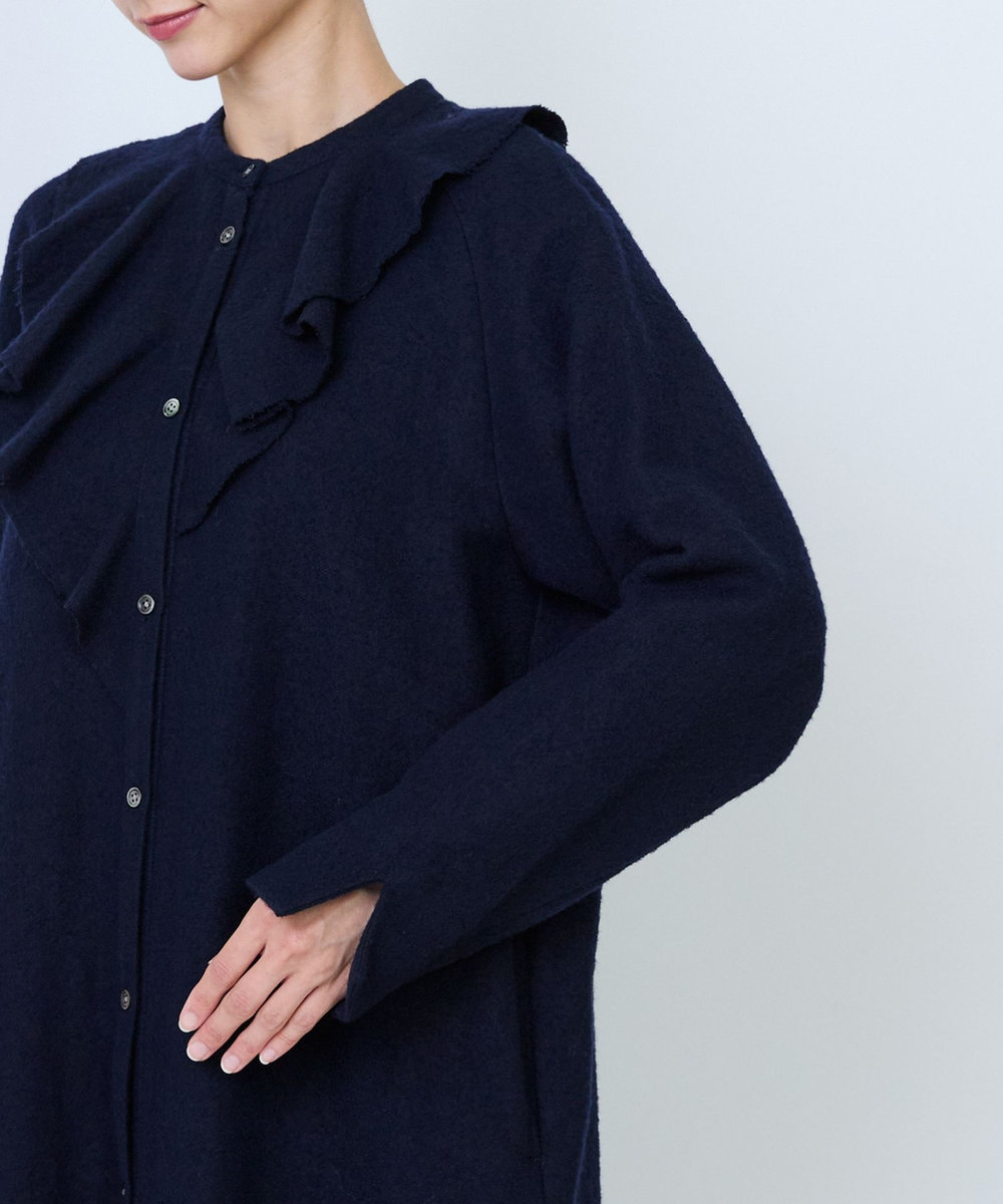 LOISIR フロントドレープシャツワンピース ネイビー