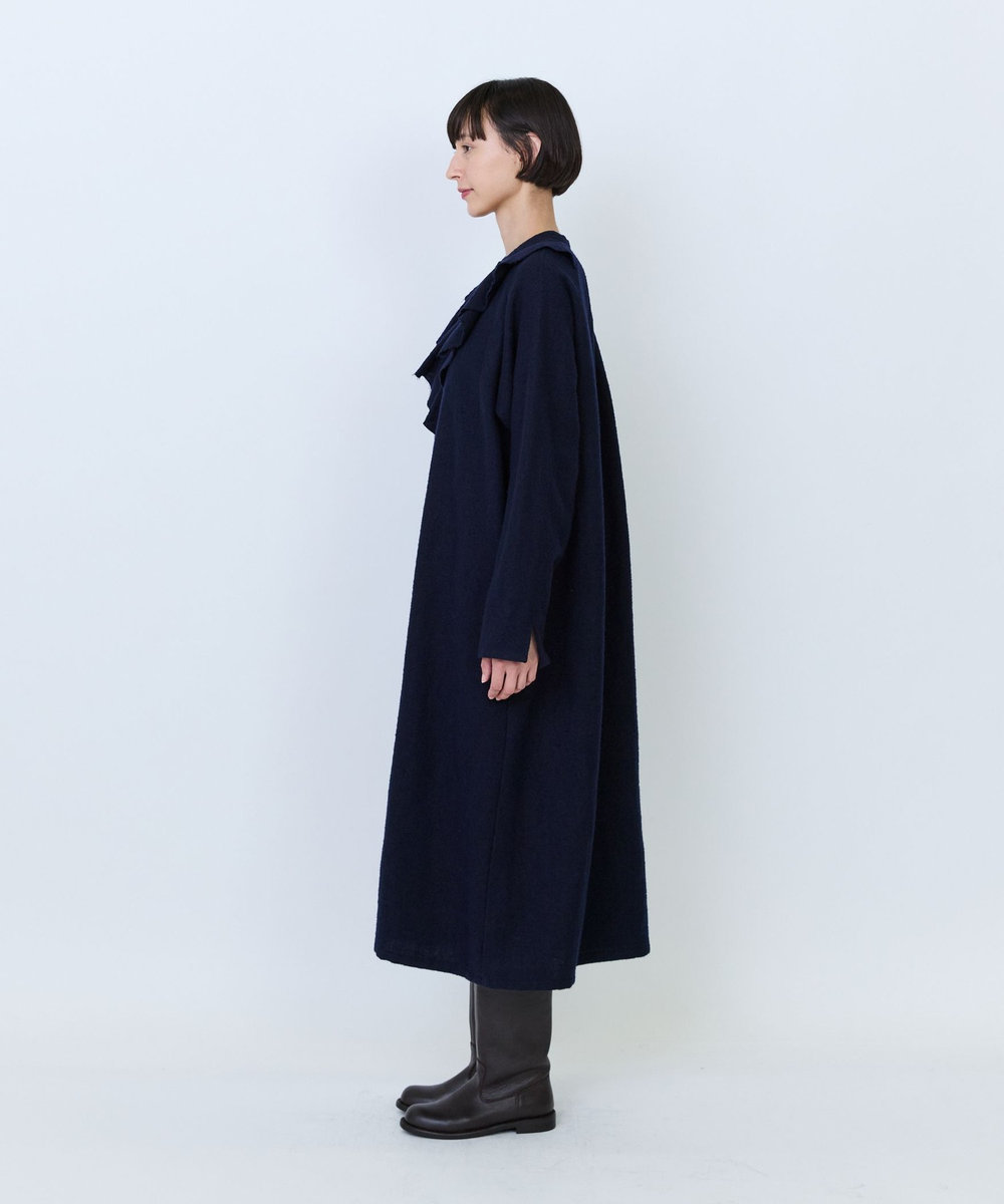 LOISIR フロントドレープシャツワンピース ネイビー
