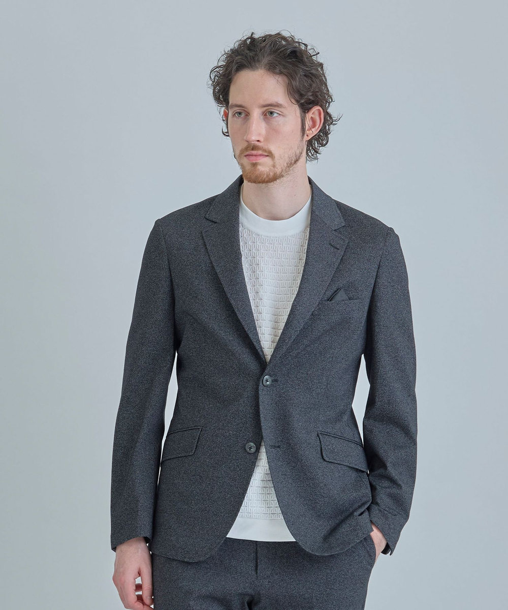 MEN'S BIGI 【ACTIVE TAILOR/アクティブテイラー】ハイゲージツイル ジャージジャケット＜防シワ性＞＜ストレッチ＞ ブラック
