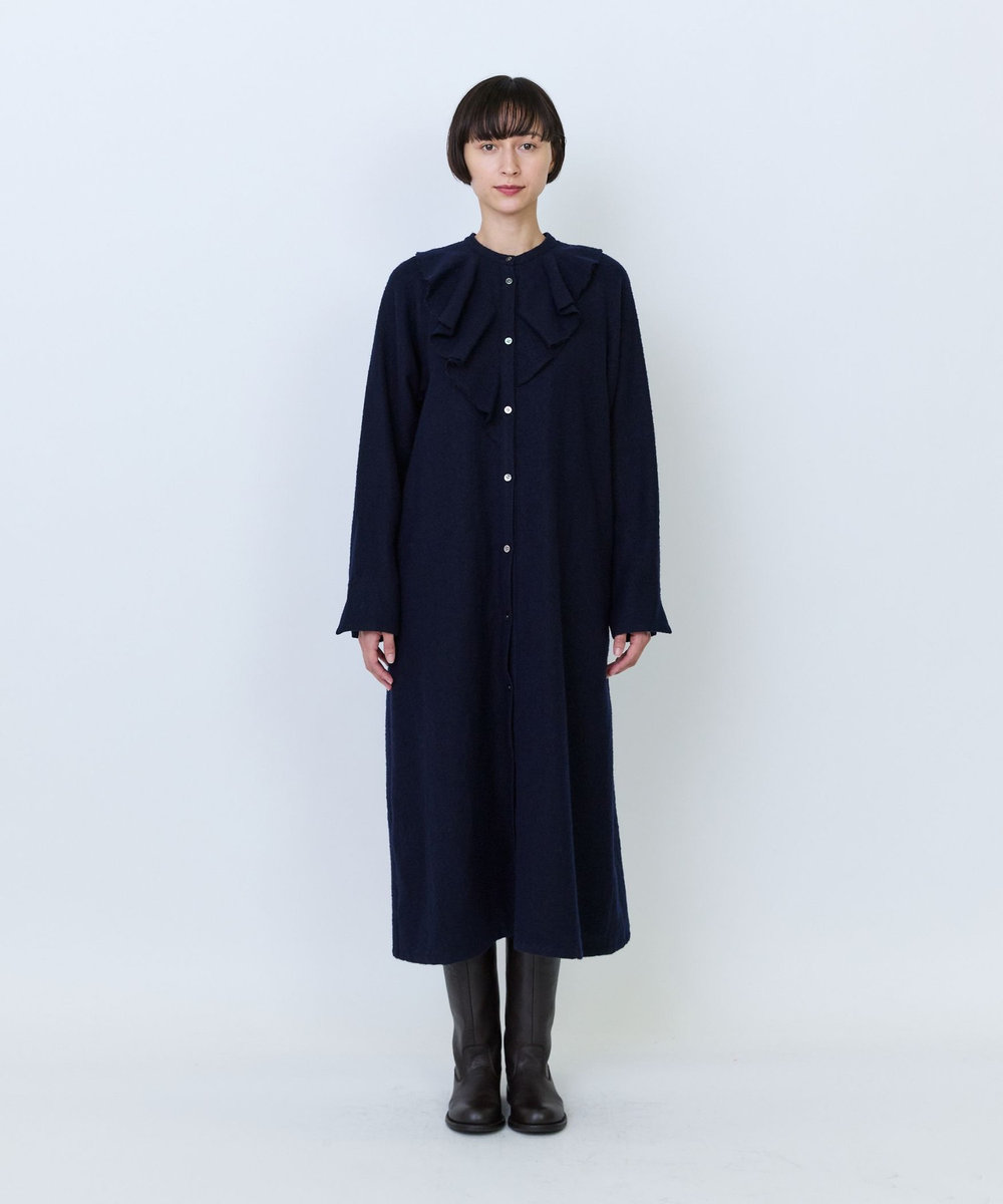 LOISIR フロントドレープシャツワンピース ネイビー