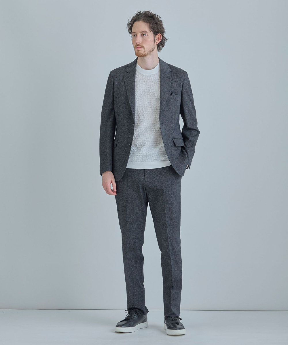 MEN'S BIGI 【ACTIVE TAILOR/アクティブテイラー】ハイゲージツイル ジャージジャケット＜防シワ性＞＜ストレッチ＞ ブラック
