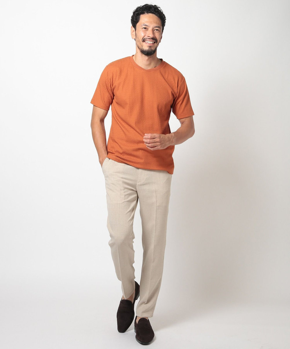 MEN'S BIGI リンクスジャカード半袖カットソー オレンジ