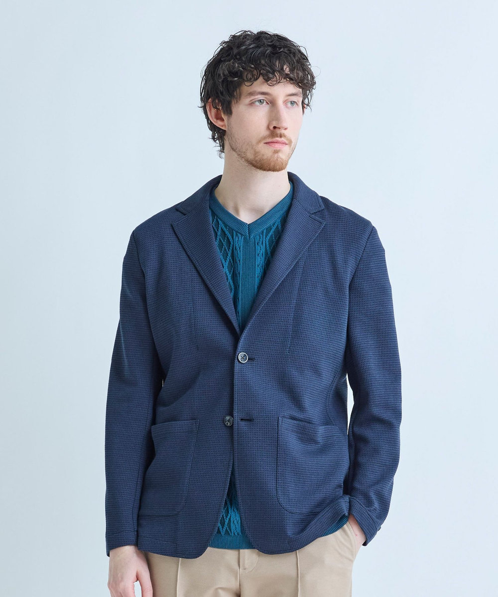 MEN'S BIGI ピンドットダブルラッセル ライトジャケット＜ストレッチ＞＜速乾性＞ ネイビー