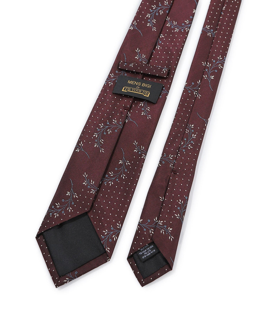 MEN'S BIGI 【TIE YOUR TIE/タイユアタイ】フィレンツェフローラル柄ネクタイ ボルドー