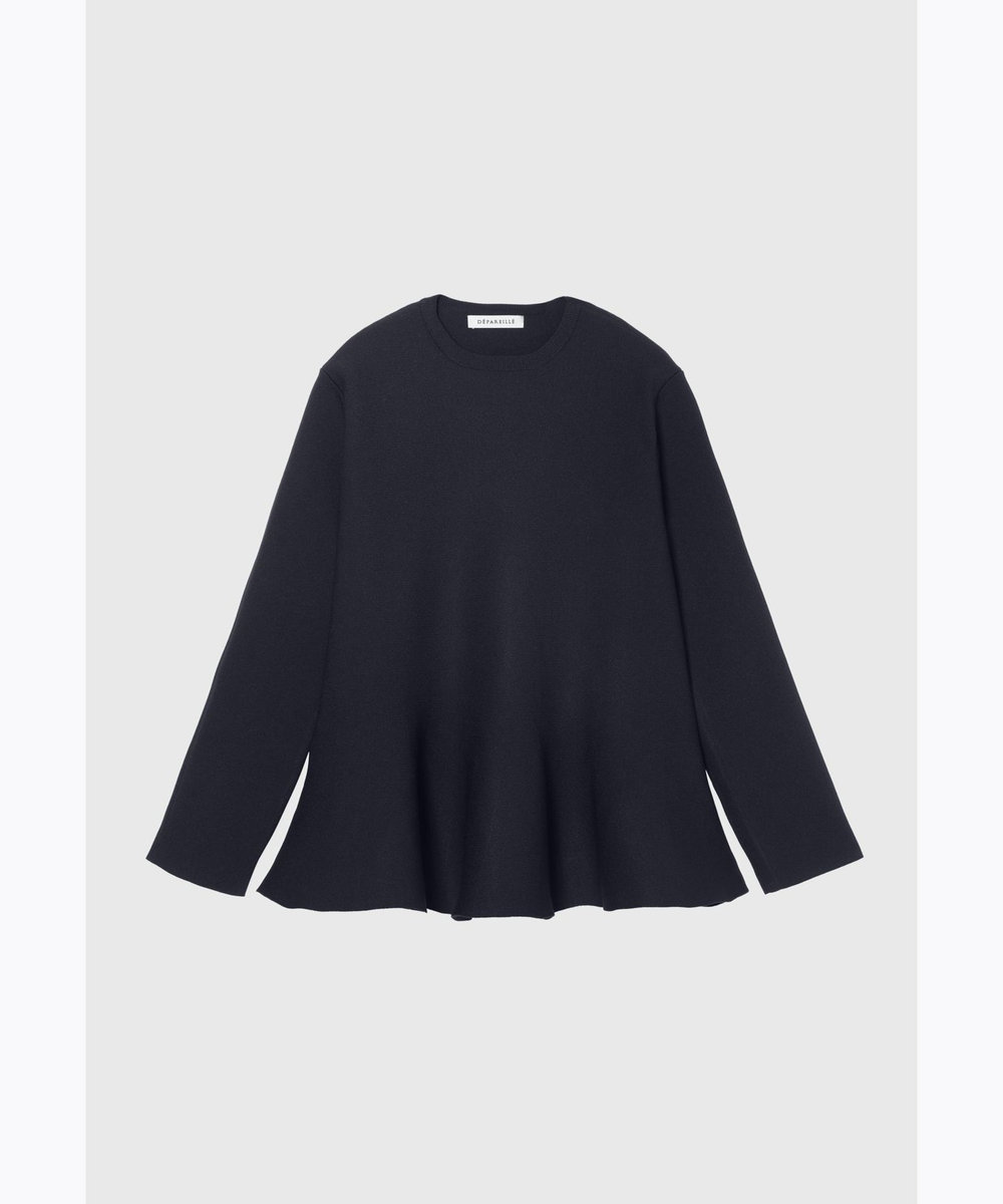 DÉPAREILLÉ POLYESTER JERSEY FLARE TOPS / ポリエステルジャージーフレアトップス ネイビー