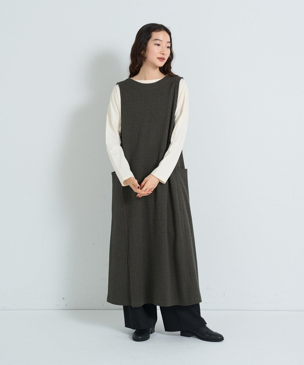 congés payés ADIEU TRISTESSE 2WAYコットンポンチジャンパースカート カーキ
