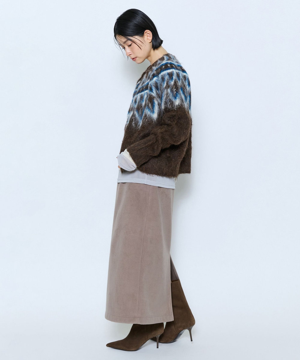 feerique feerique モヘヤジャガードニットカーディガン ブラウン