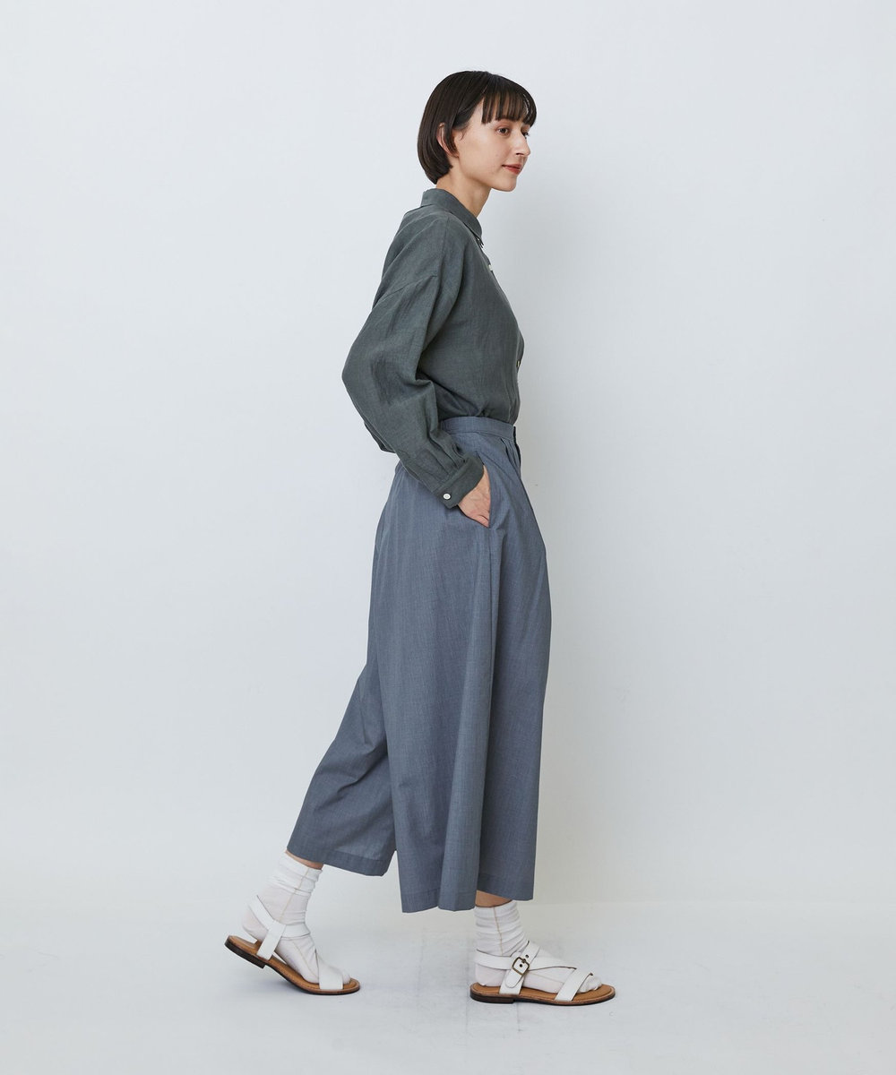 LOISIR 【MTサイズ有り】エステルコットンガウチョパンツ グレー