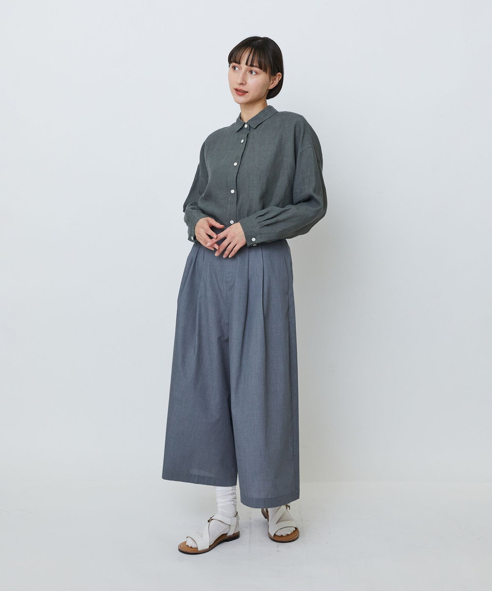 LOISIR 【MTサイズ有り】エステルコットンガウチョパンツ グレー