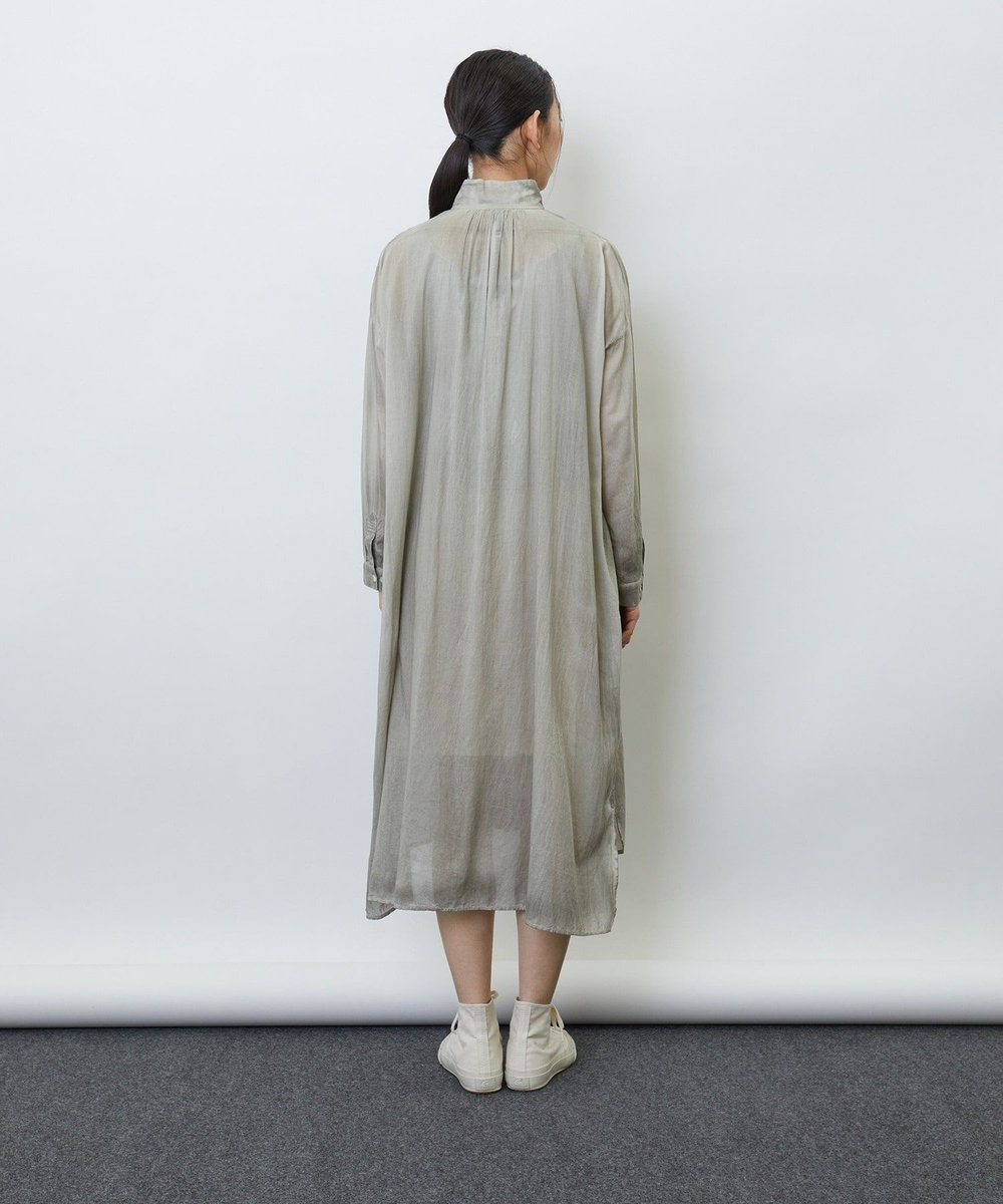LOISIR インドコットンピグメントダイシャツワンピース カーキ