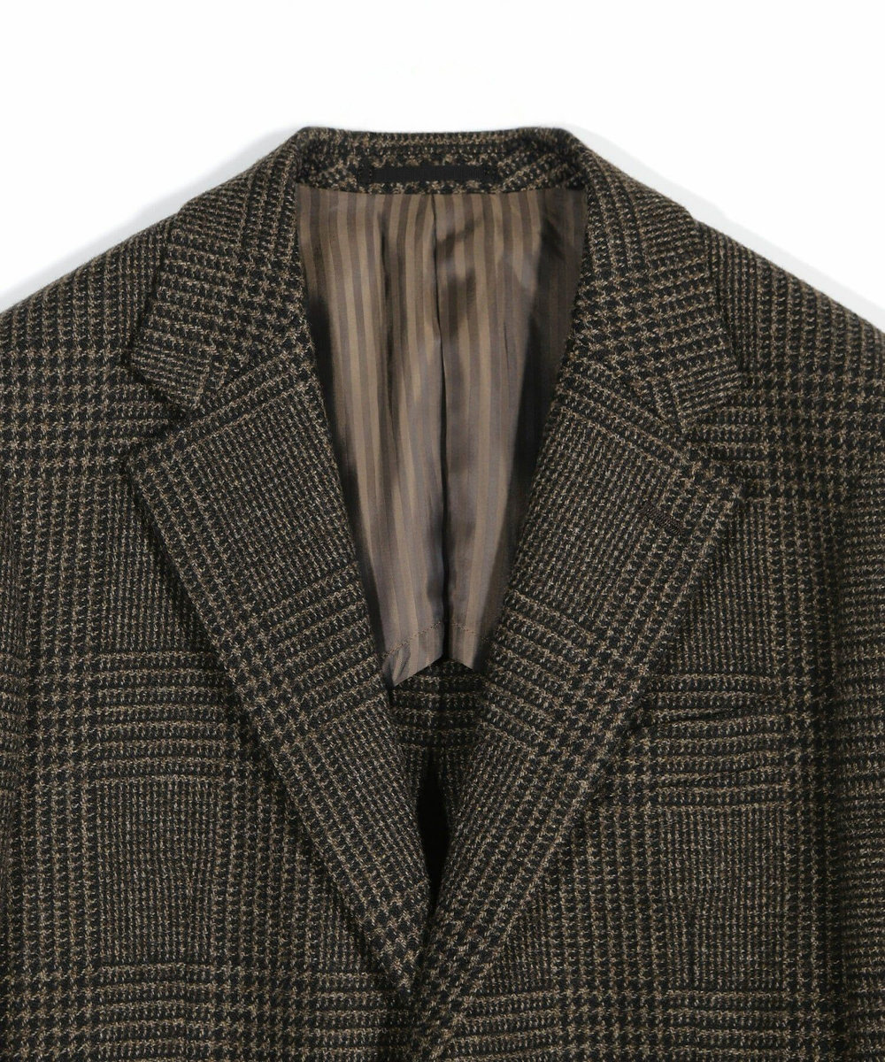 MEN'S BIGI ウールグレンチェック テーラードジャケット ブラウン