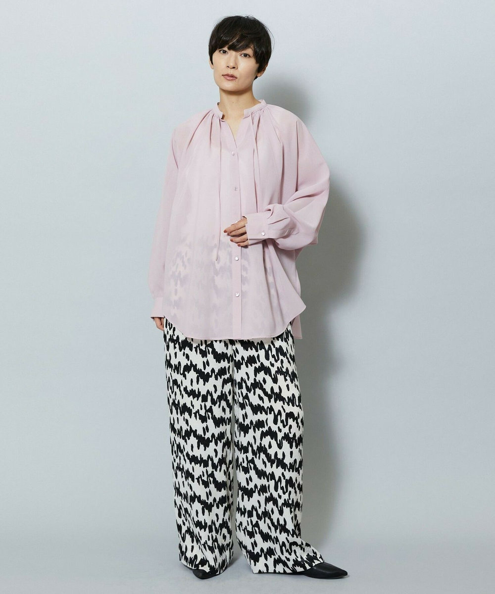 MOGA フラットシアーボイルラグランスリーブブラウス ピンク