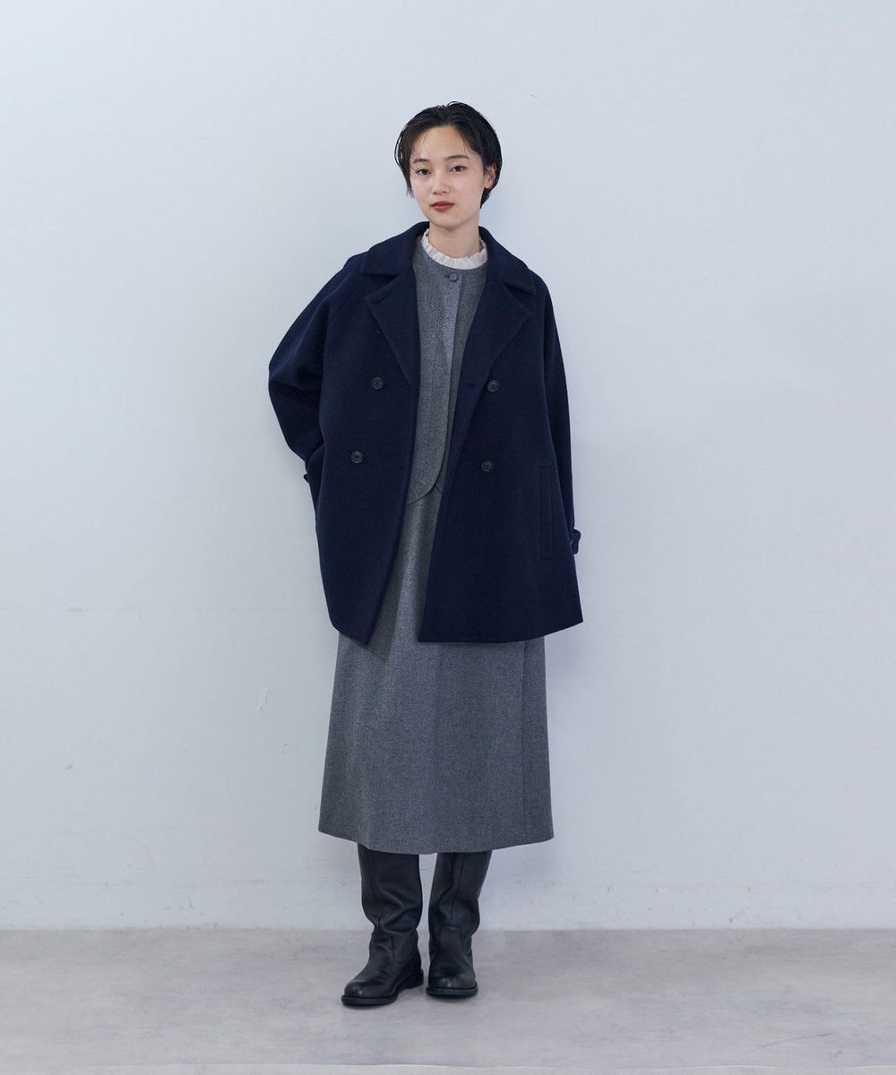 ADIEU TRISTESSE ウールハーフピーコート ネイビー