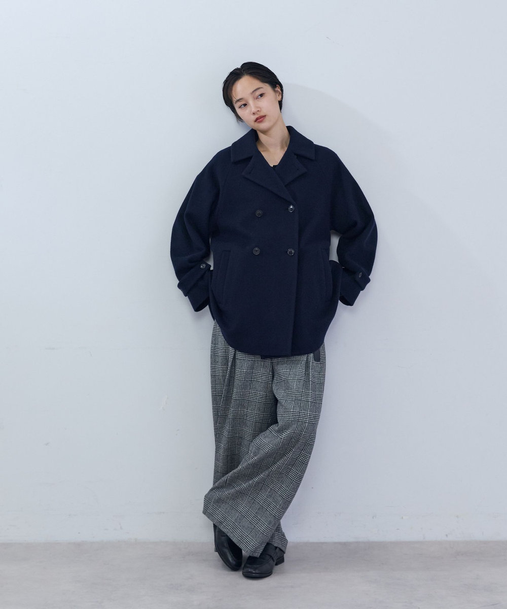 ADIEU TRISTESSE ウールハーフピーコート ネイビー