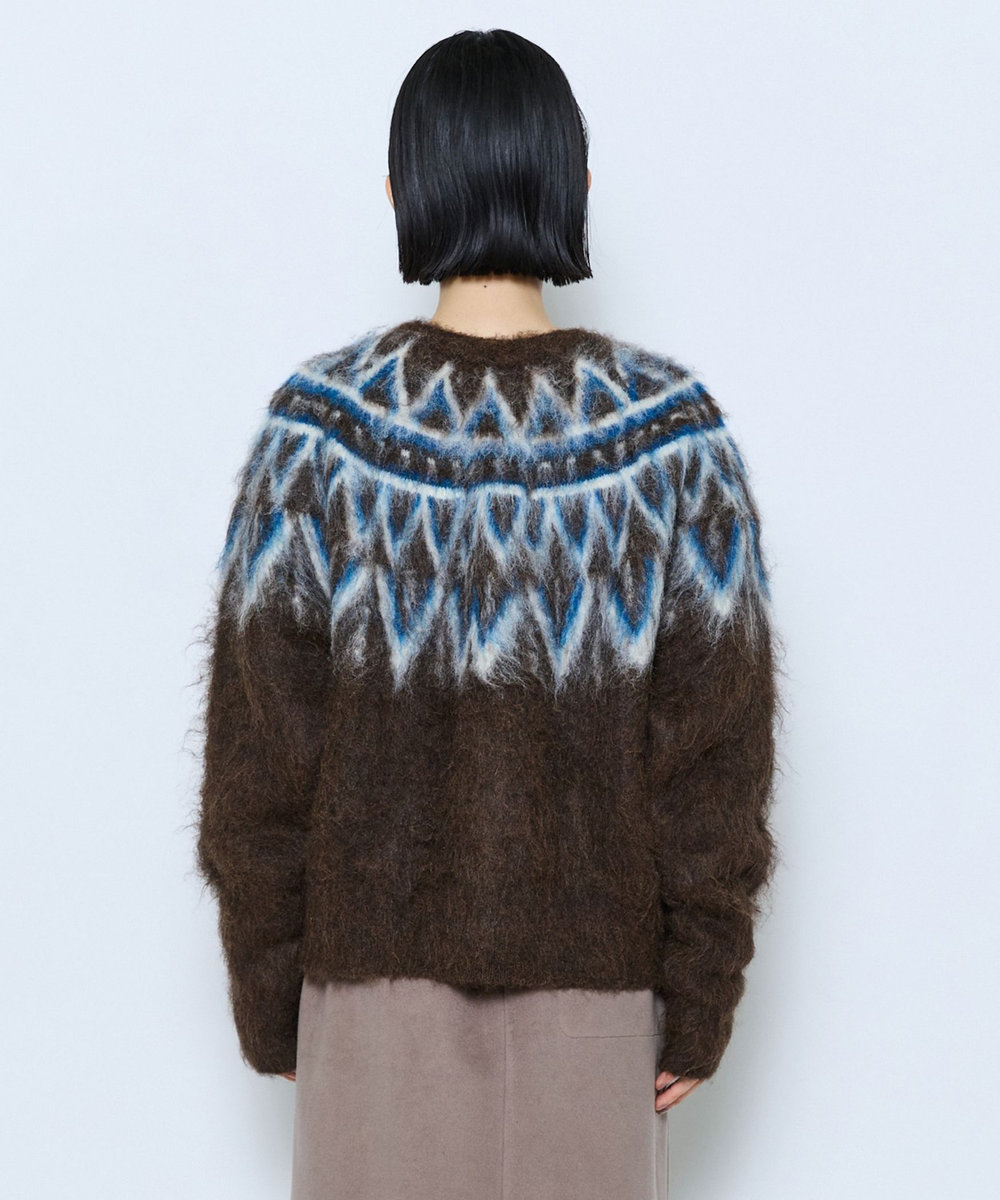 feerique feerique モヘヤジャガードニットカーディガン ブラウン