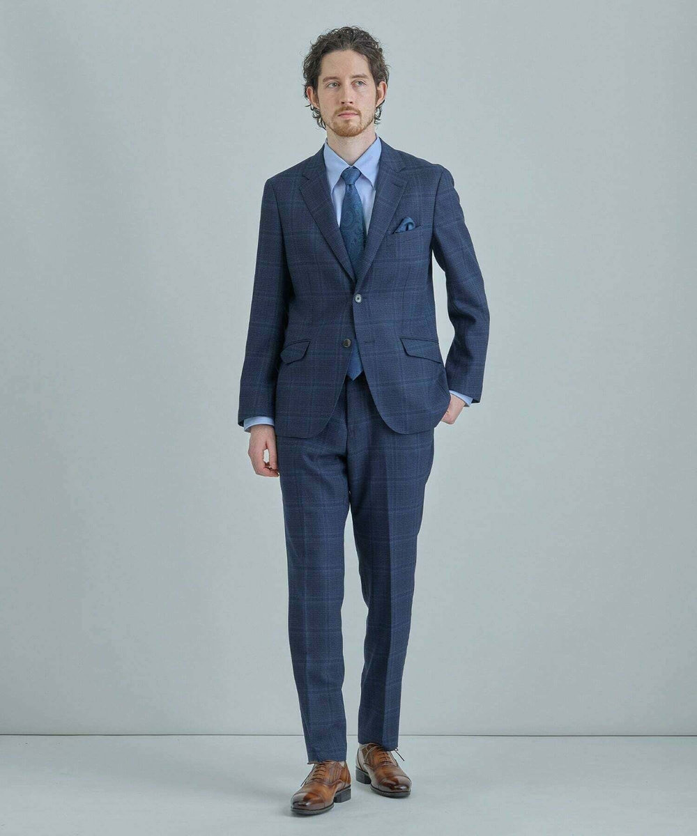 MEN'S BIGI シャドーペイズリー柄 シルクチーフ ターコイズブルー