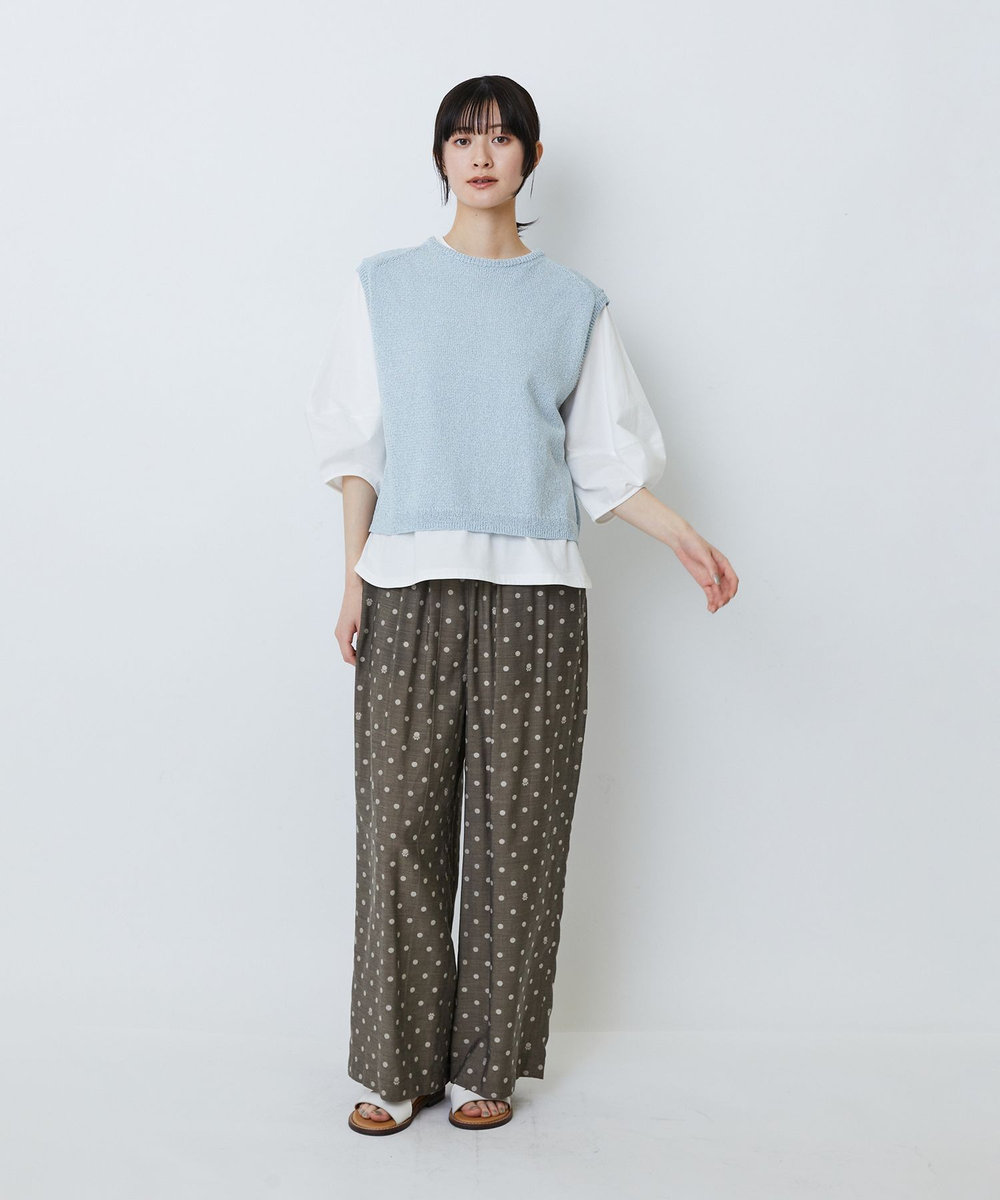 LOISIR 【2WAY】エステル和紙撚り杢天竺ベスト ブルー系その他