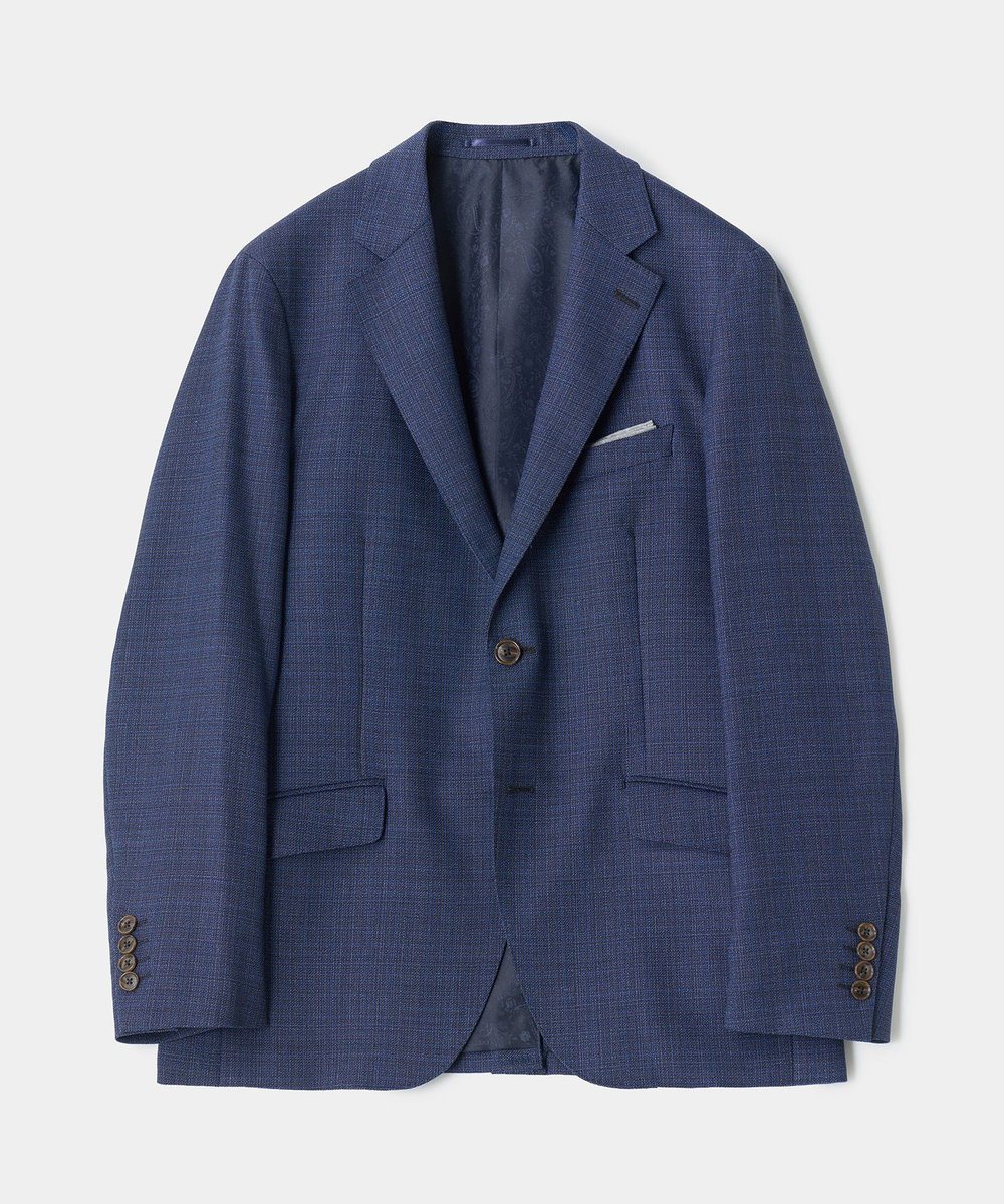 MEN'S BIGI ミックスヤーン/ホップサック テーラードジャケット ネイビー