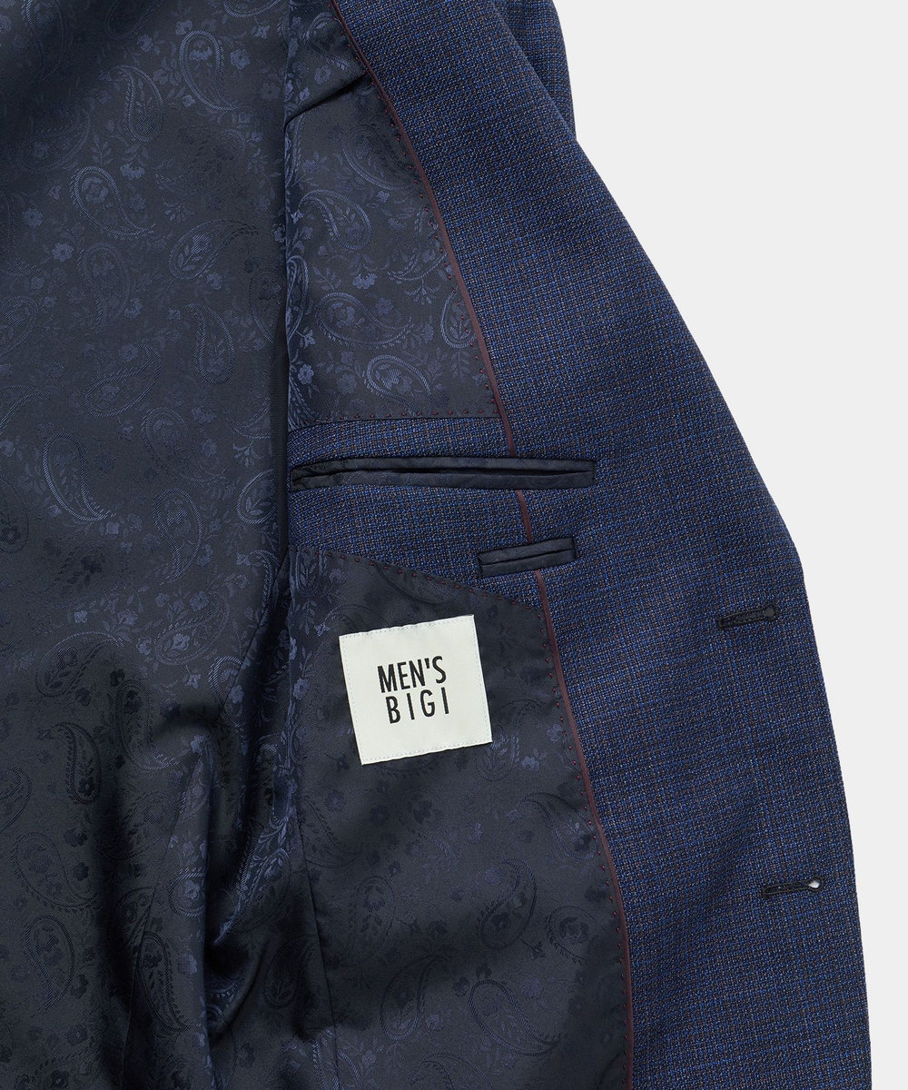 MEN'S BIGI ミックスヤーン/ホップサック テーラードジャケット ネイビー