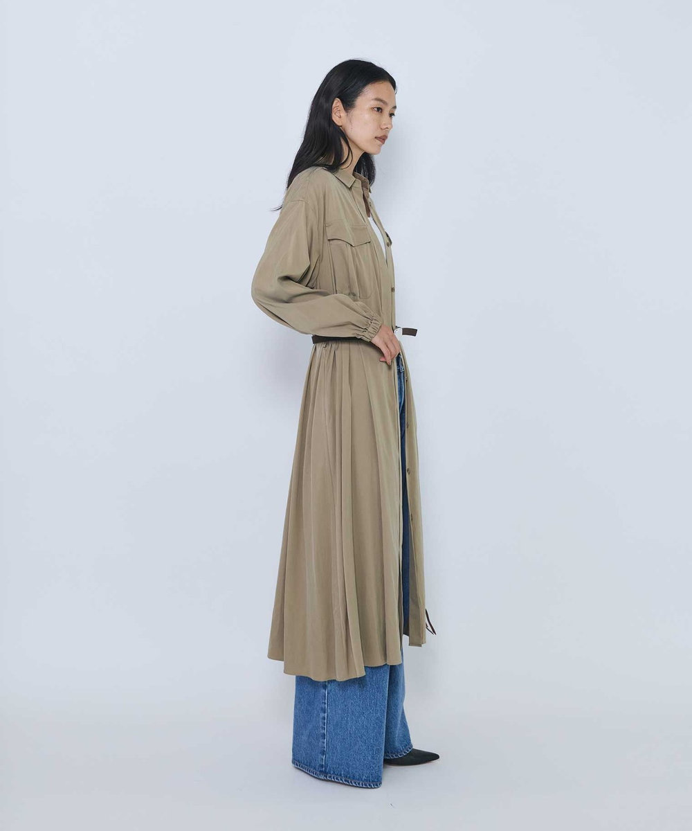 1er Arrondissement キュプラナイロンピーチシャツワンピース ベージュ