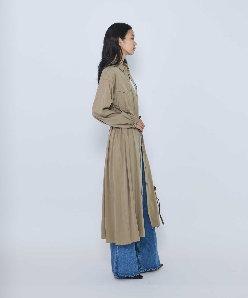 1er Arrondissement キュプラナイロンピーチシャツワンピース ベージュ