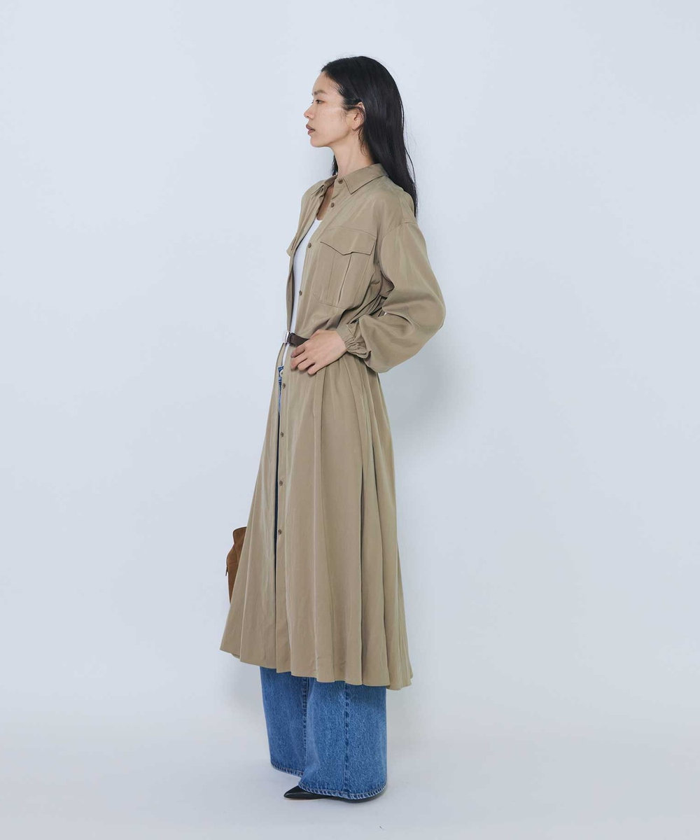 1er Arrondissement キュプラナイロンピーチシャツワンピース ベージュ