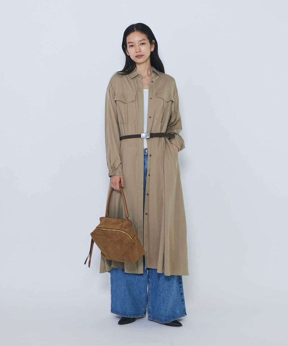 1er Arrondissement キュプラナイロンピーチシャツワンピース ベージュ
