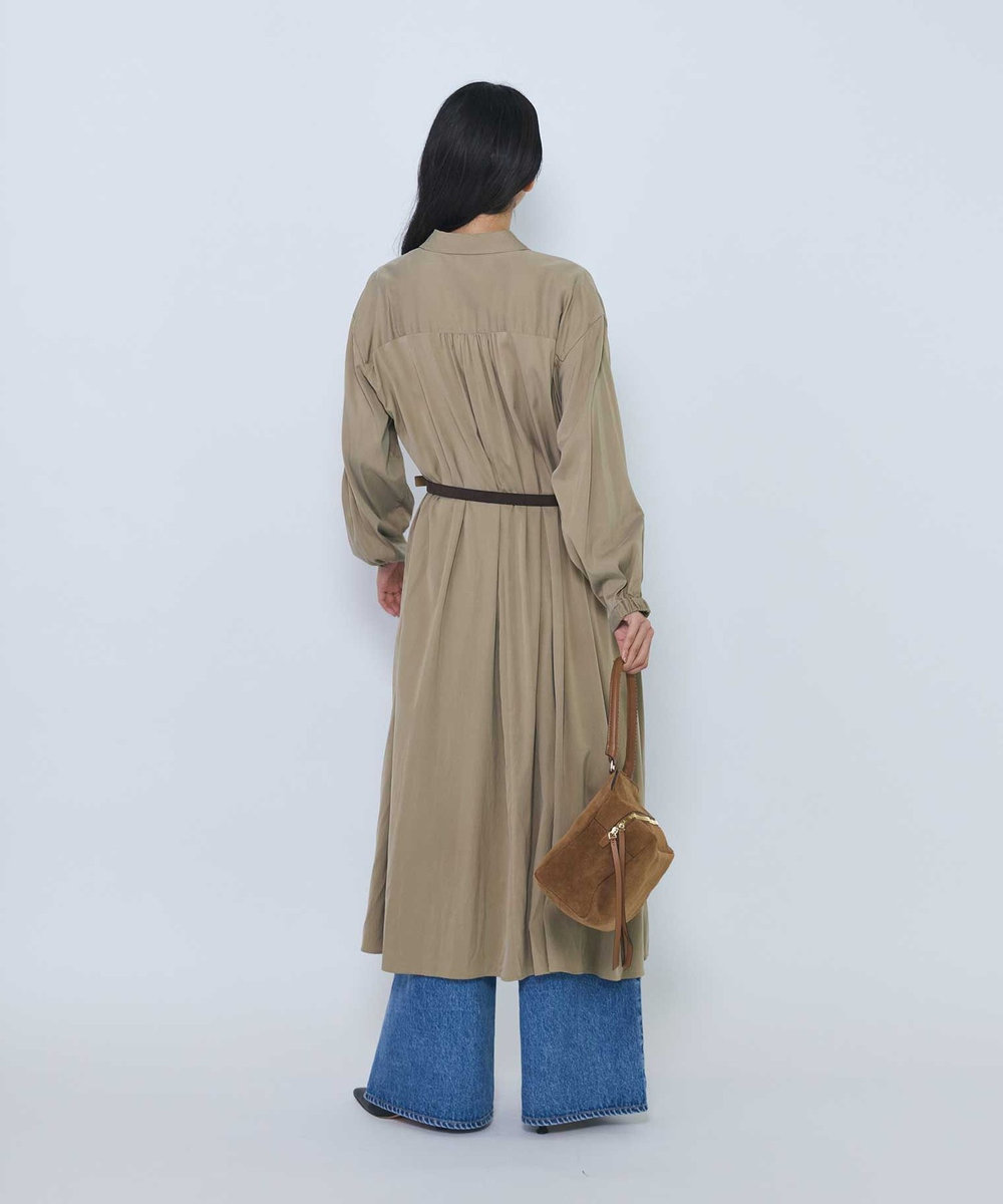 1er Arrondissement キュプラナイロンピーチシャツワンピース ベージュ