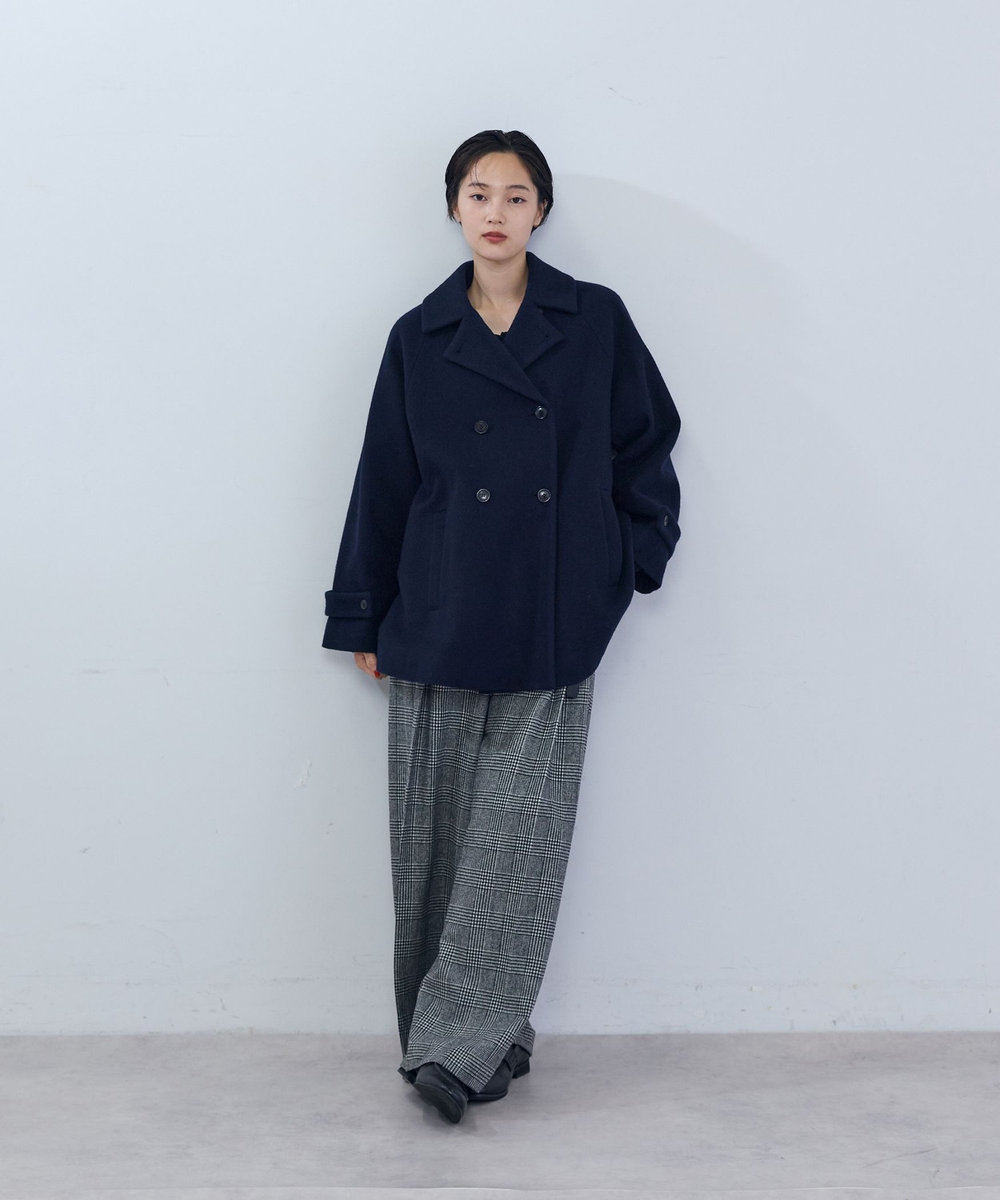 ADIEU TRISTESSE ウールハーフピーコート ネイビー