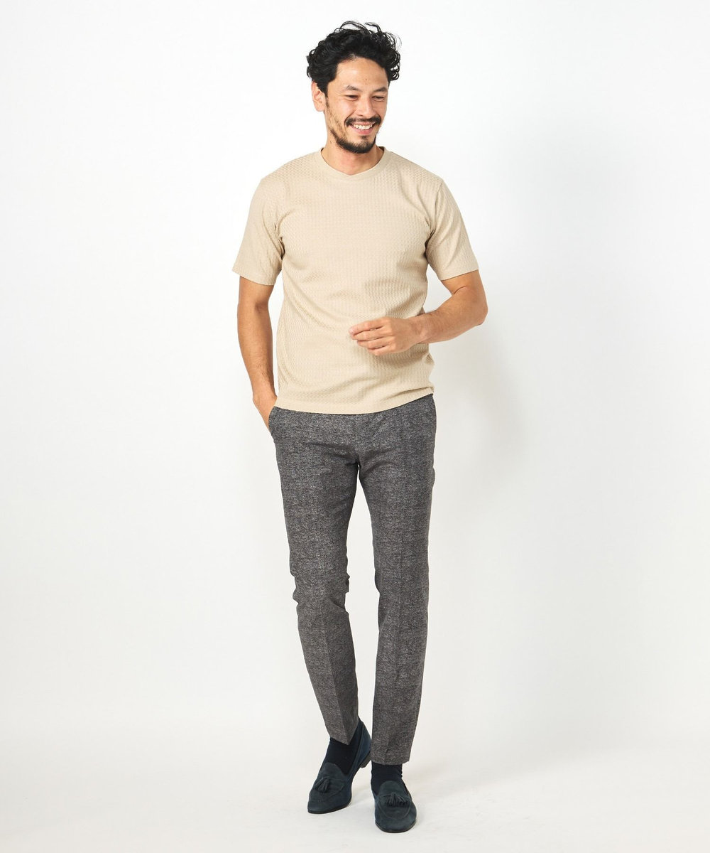 MEN'S BIGI リンクスジャカード半袖カットソー マスタード