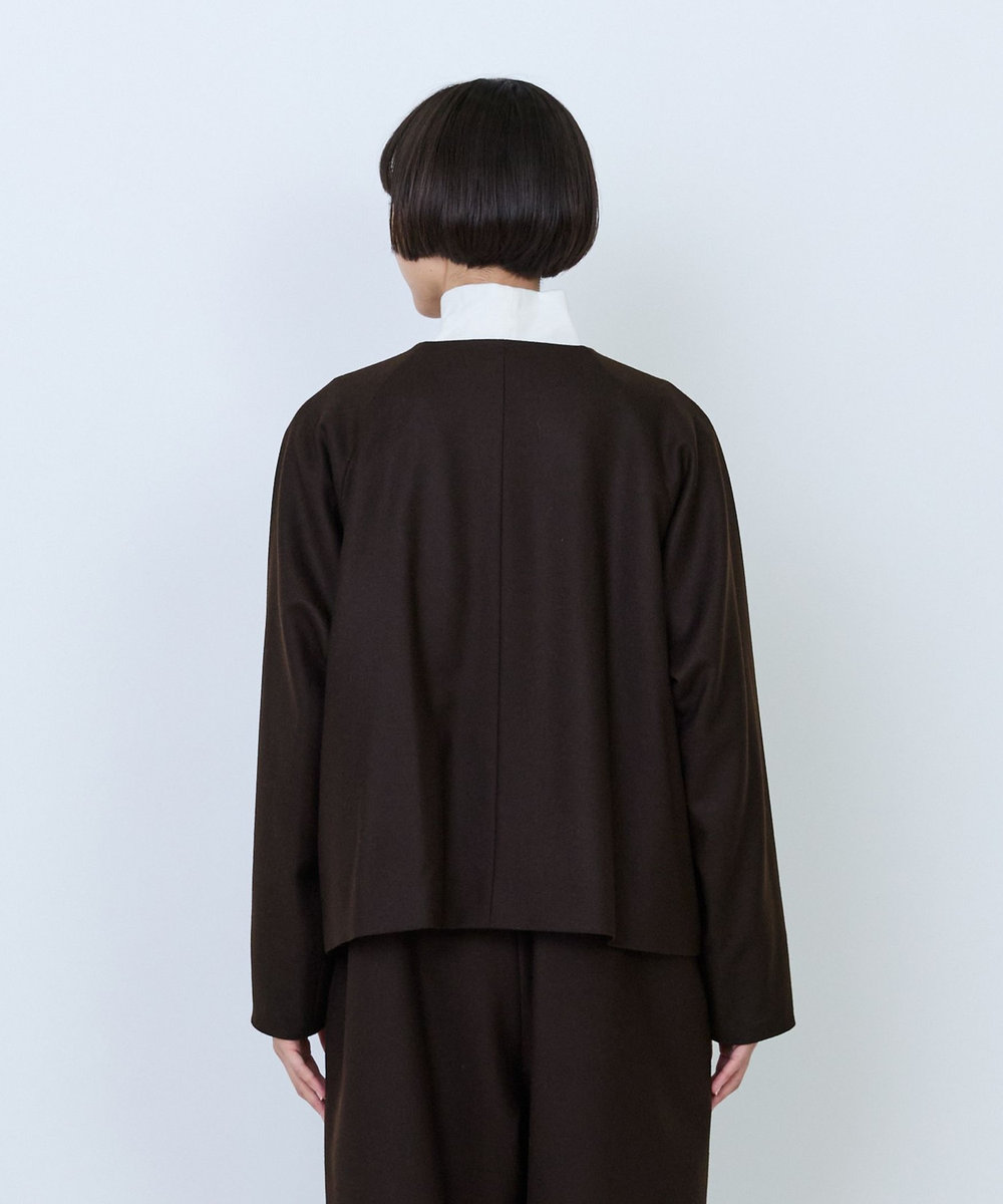 LOISIR ウールフラノベルテッドジャケット ブラウン