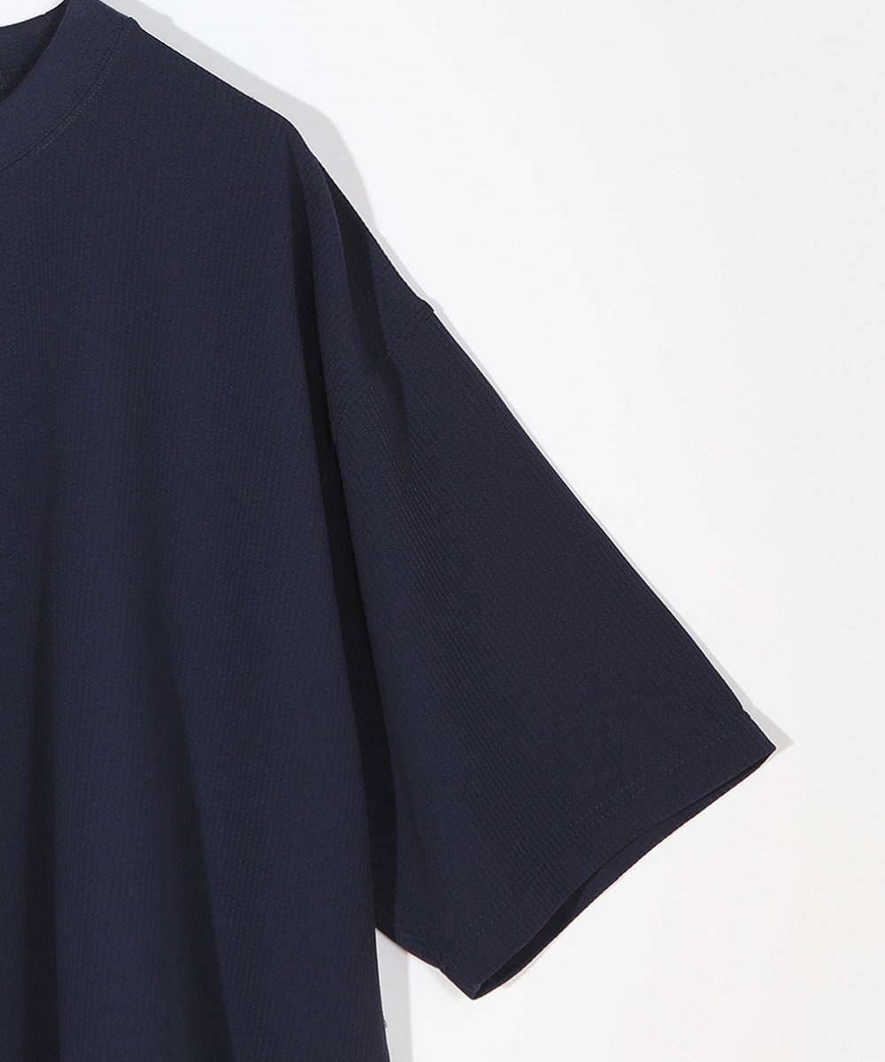MEN'S BIGI シアサッカー調ルーズフィットTEE ネイビー
