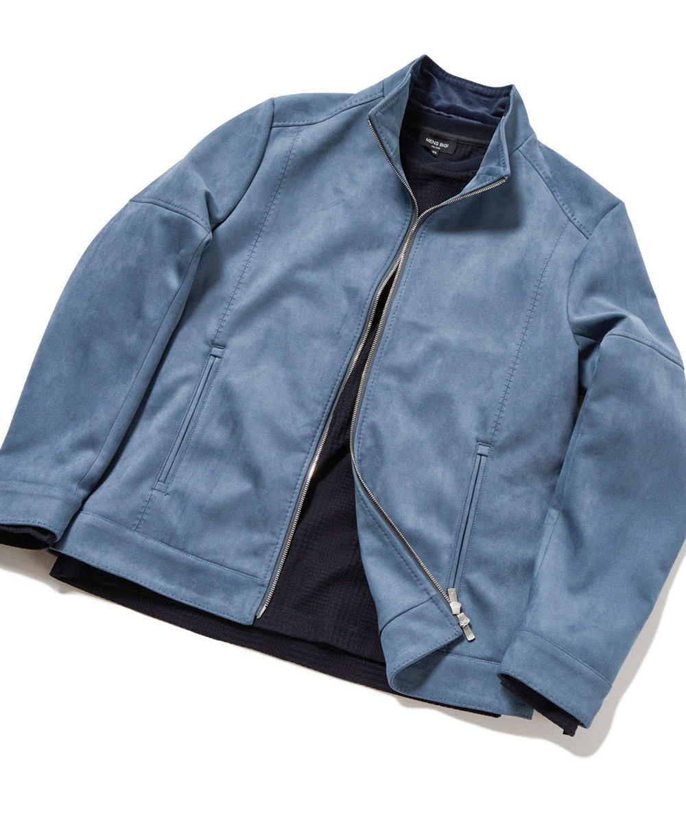 MEN'S BIGI フェイクスエードダンボールブルゾン ブルー