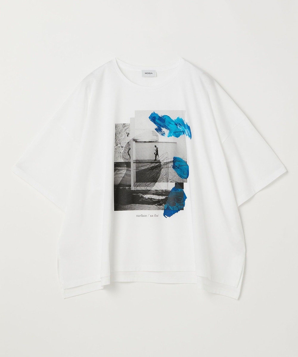 MOGA Lサイズ（大きいサイズ） 【大きいサイズ】ハイゲージ天竺オリジナルプリントＴシャツ ホワイト