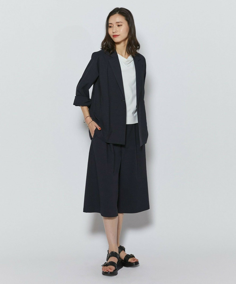 L'EQUIPE ［eclat 2026年5月号掲載商品］クリスピーリネンストレッチジャケット ネイビー
