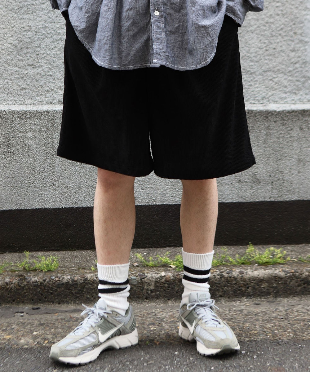 MEN'S BIGI サマーコーデュロイワイドハーフパンツ ブラック