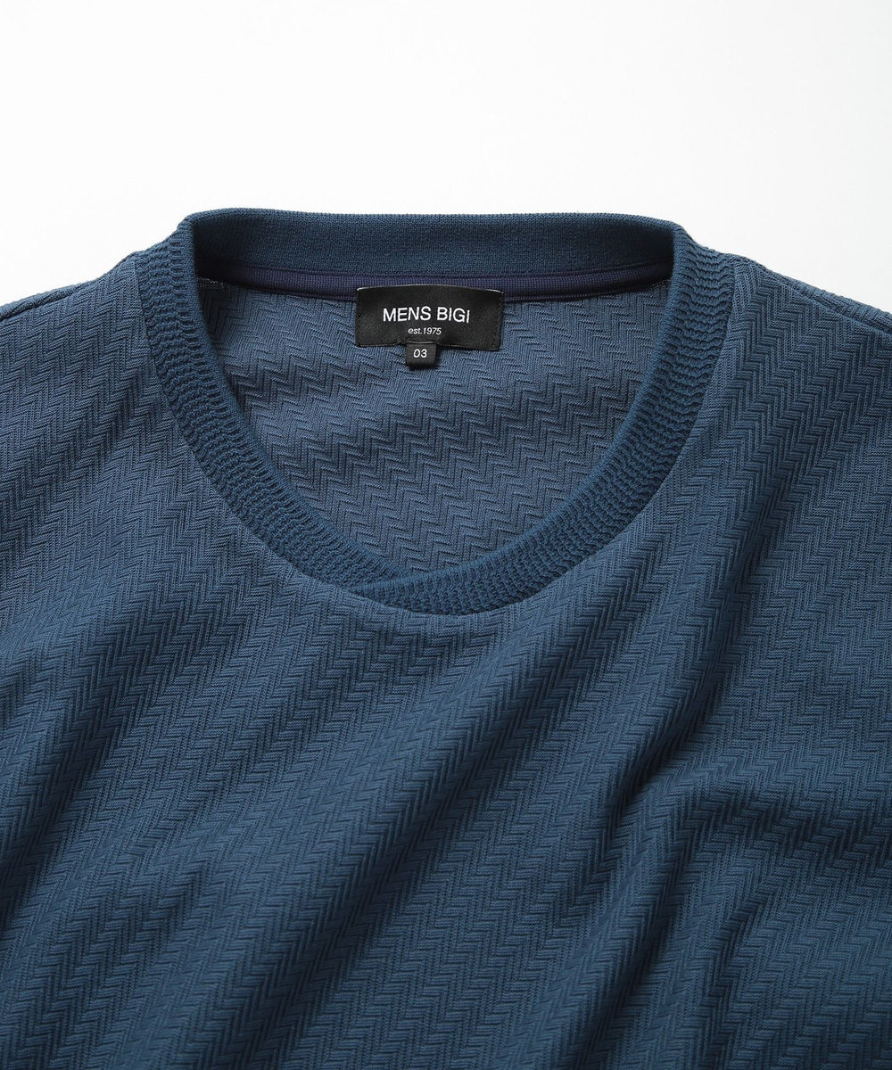 MEN'S BIGI リンクスジャカードシルケットカットソー ブルー