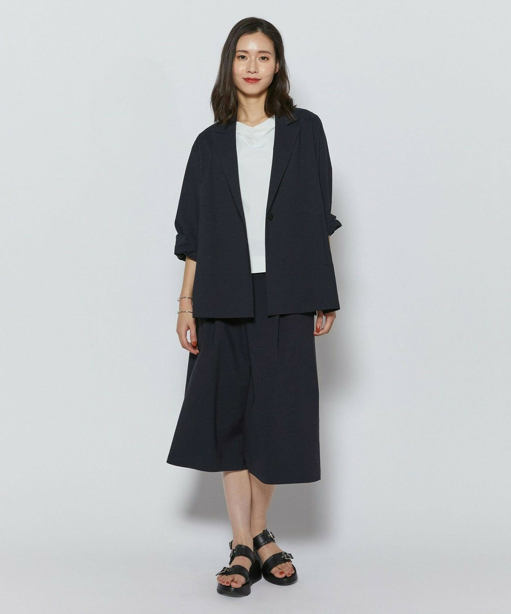 L'EQUIPE ［eclat 2026年5月号掲載商品］クリスピーリネンストレッチジャケット ネイビー