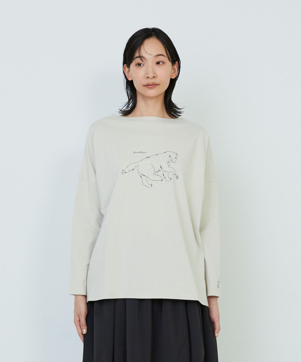 ADIEU TRISTESSE 【杉本さなえさんコラボ】星座プリントロングスリーブＴシャツ ベージュ