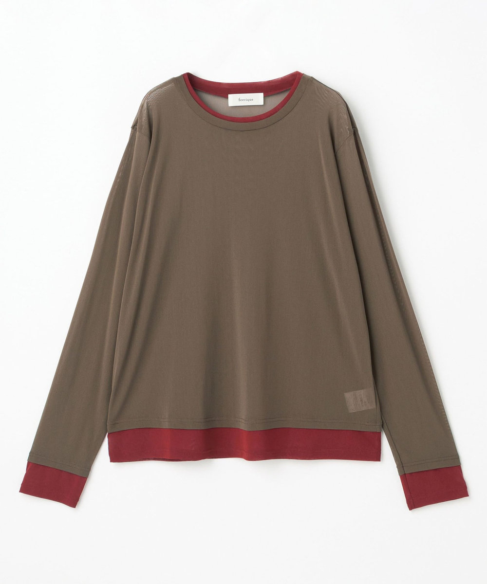 feerique Lサイズ（大きいサイズ） 【大きいサイズ】 feerique チュールメッシュ配色インナー ブラウン系その他