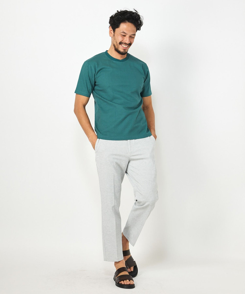 MEN'S BIGI リンクスジャカード半袖カットソー グリーン