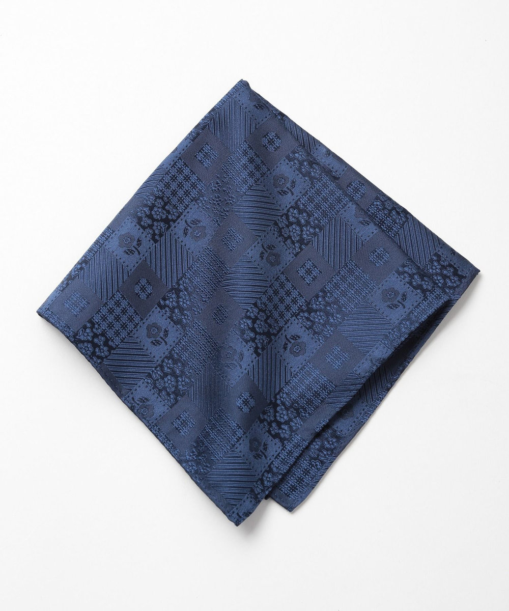MEN'S BIGI ジオメトリック柄チーフ ネイビー
