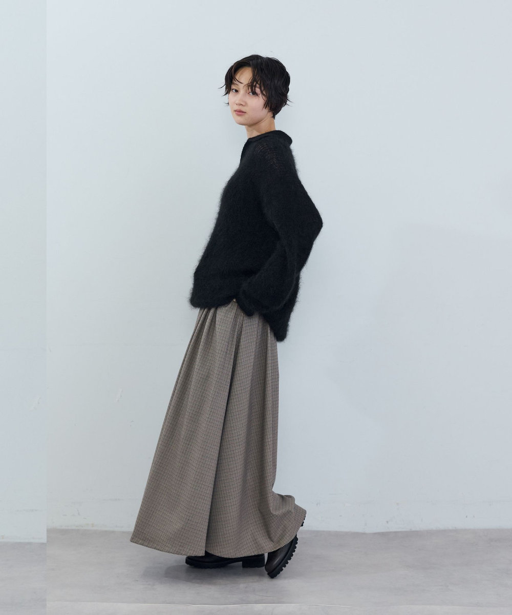 ADIEU TRISTESSE 《石上美津江さんコラボ》キッドモヘア片畦ポロニット ブラウン