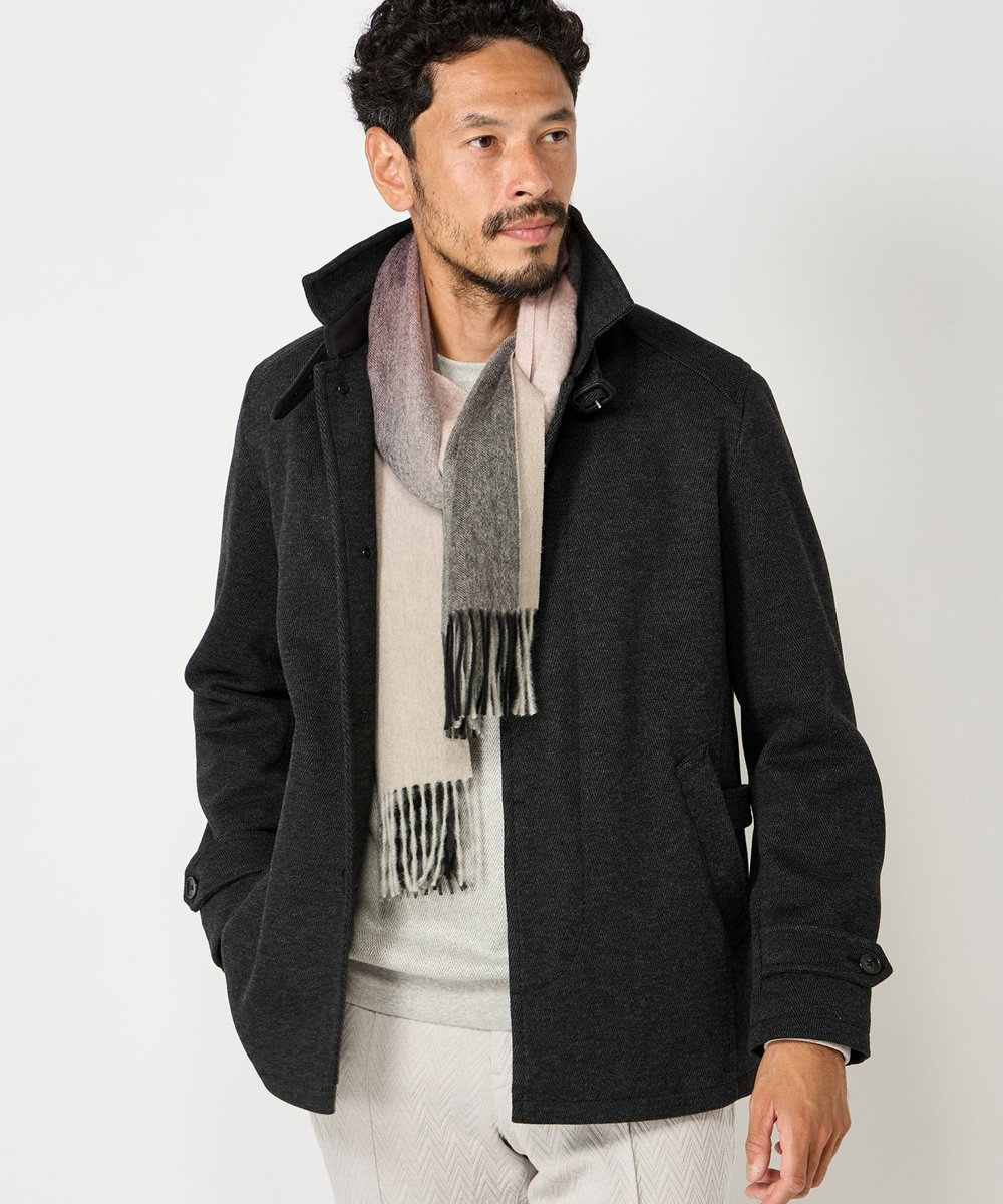 MEN'S BIGI グラデーションチェックカシミヤマフラー ベージュ