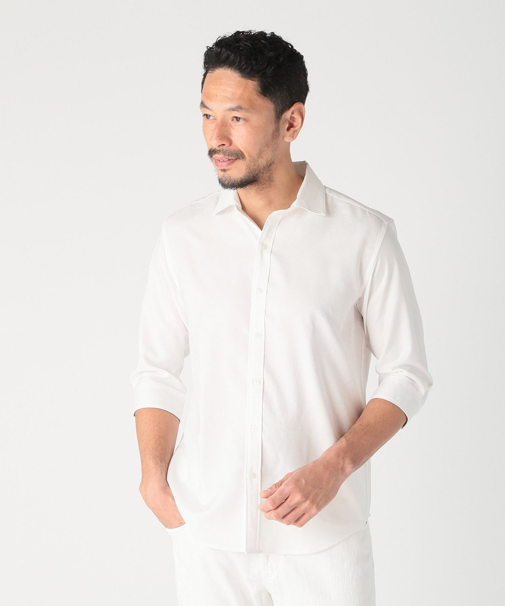 MEN'S BIGI オクシィジュエルストレッチ七分袖シャツ〈ストレッチ〉 ホワイト