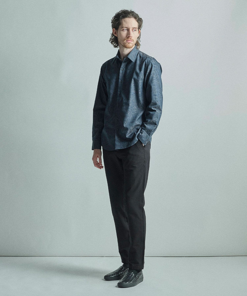MEN'S BIGI 【LIBERTY/リバティ】フラワージャガード 長袖シャツ チャコールグレー