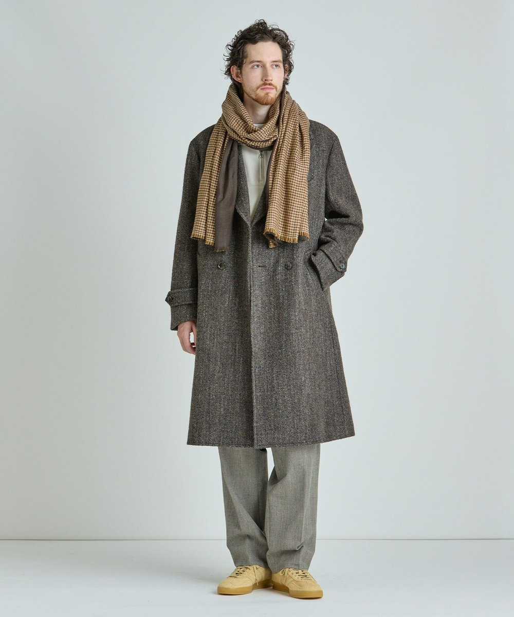 MEN'S BIGI カシミヤ混リバーシブルマフラー ブラウン